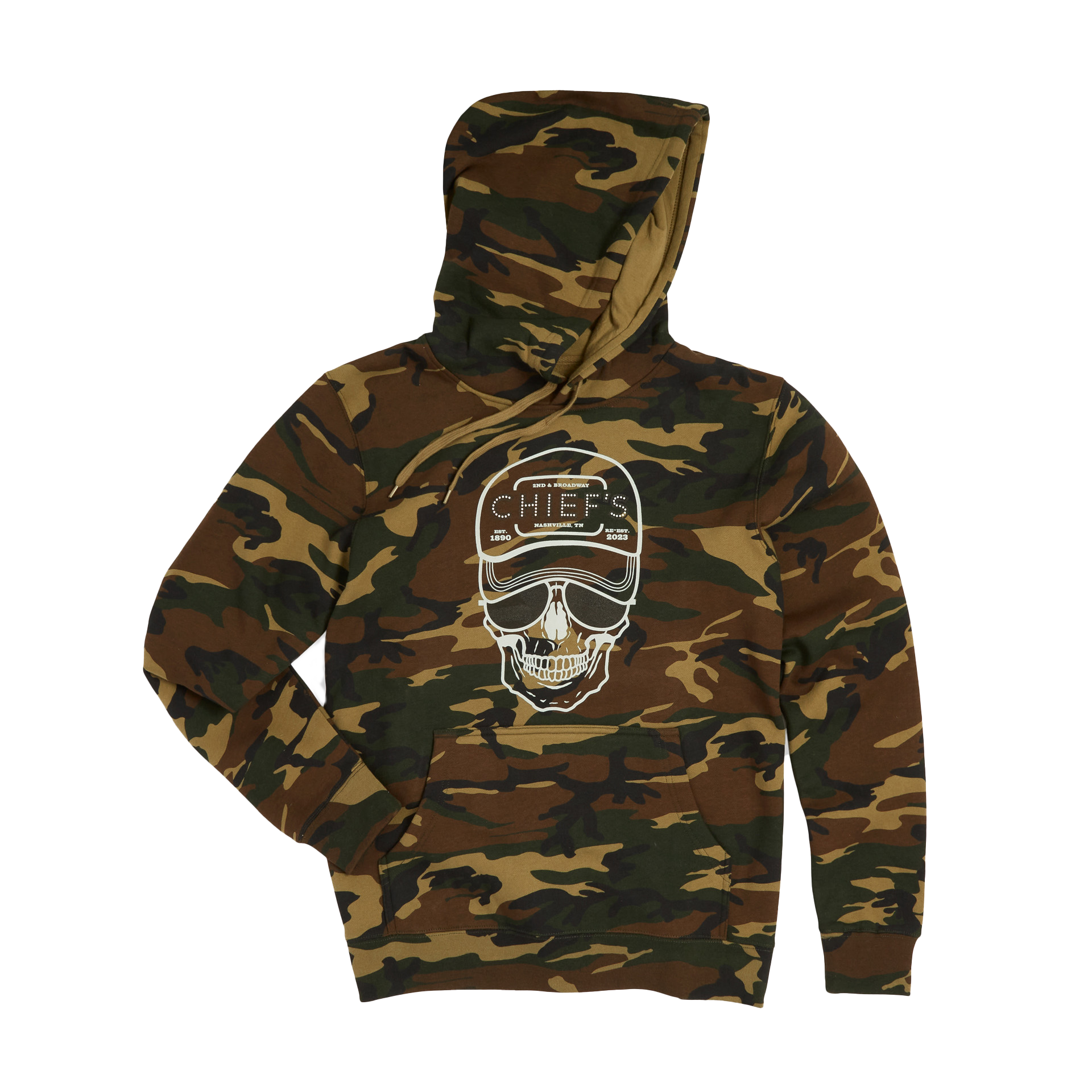 Chief's Skull Logo Heavyweight Hoodie - Green Camo