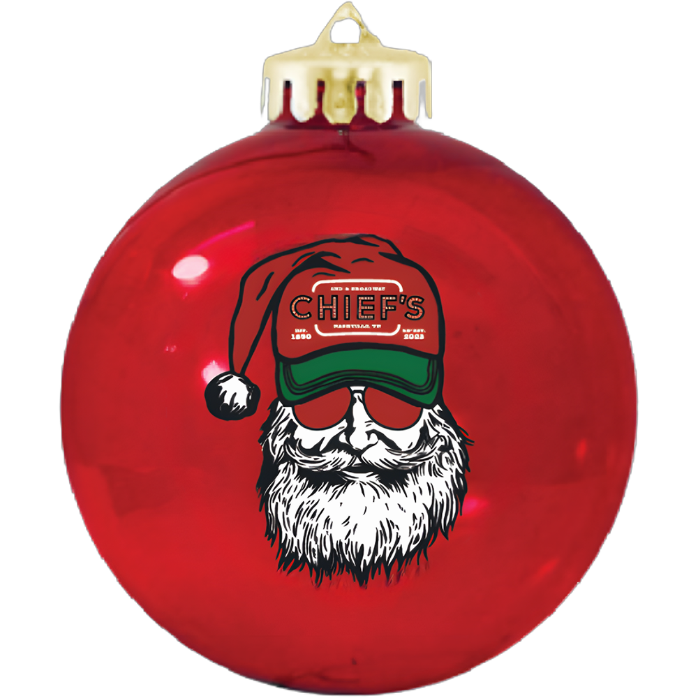 Chief's Santa Red Globe Ornament