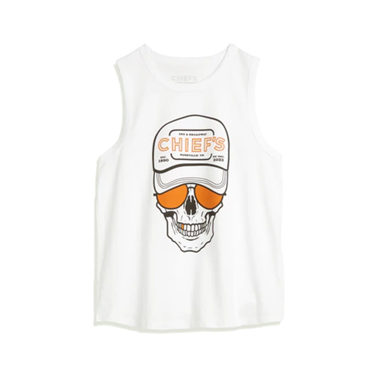 Chief's Skull Logo Women's Tank - White