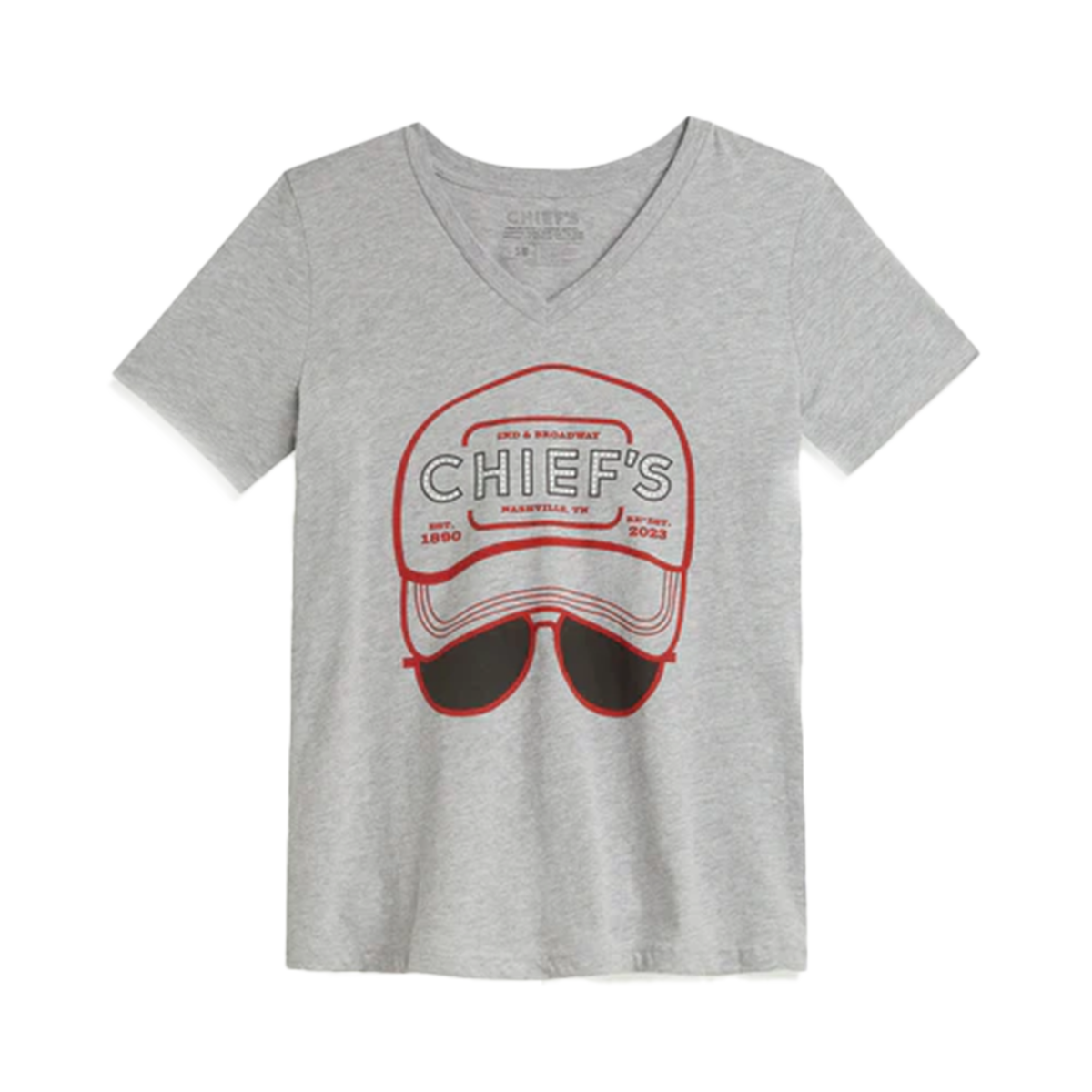 Chief's Logo Women's V-Neck T-Shirt - Heather Gray