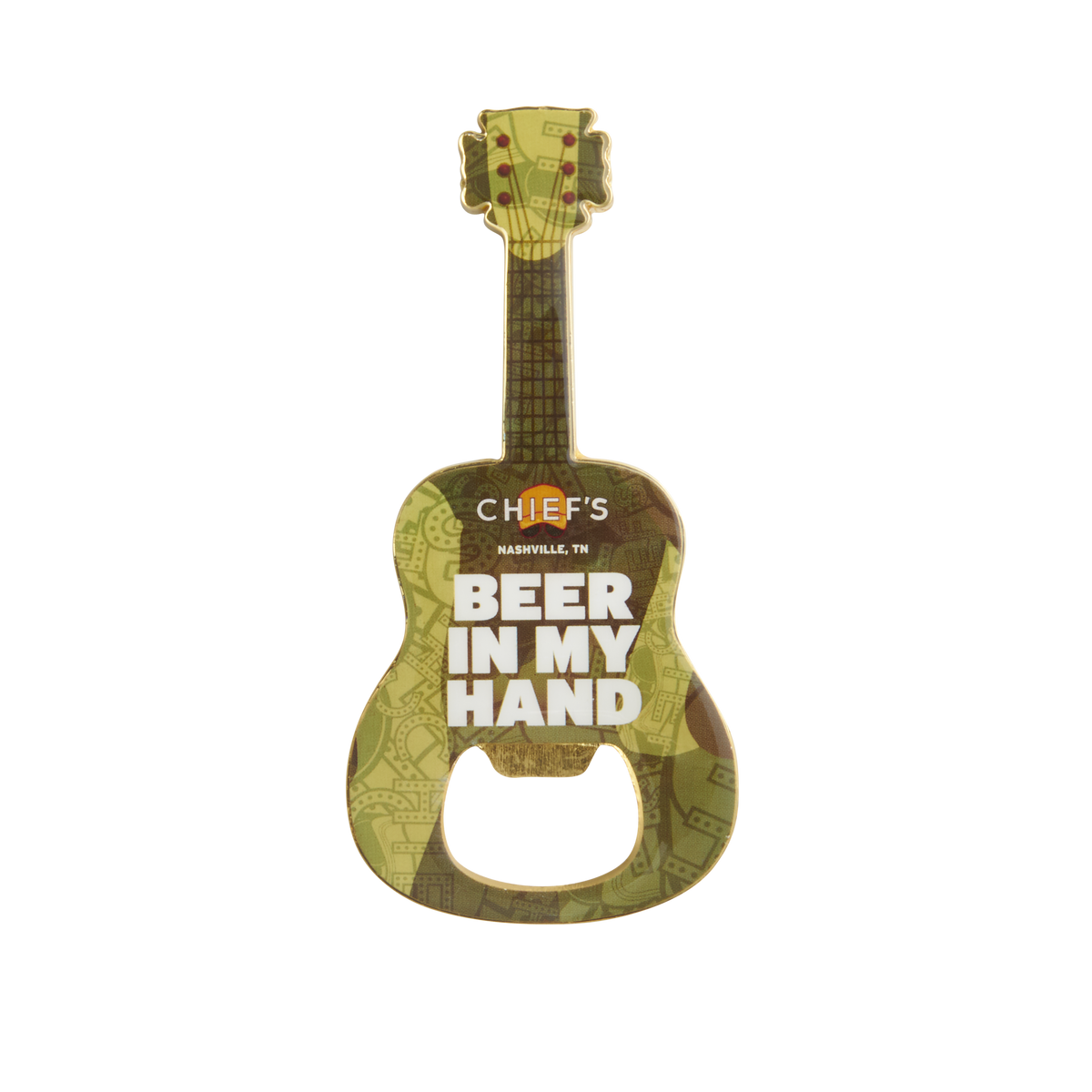 Chief's Guitar Magnet Bottle Opener - Beer in My Hand