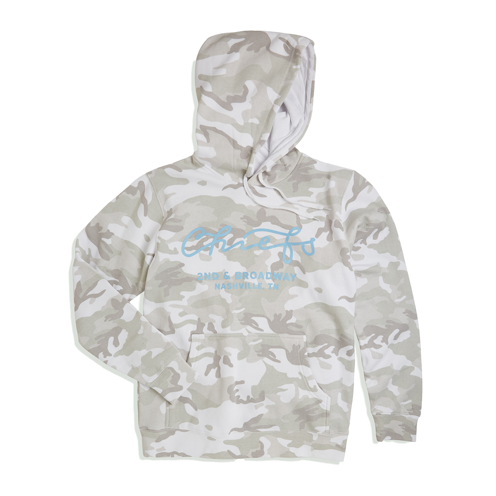 Chief's Scripted Logo Mid-Heavyweight Hoodie - White Camo with Carolina