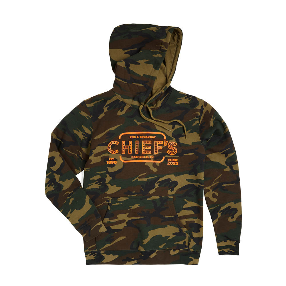 Chief's Mid-Heavyweight Hoodie - Green Camo with Orange