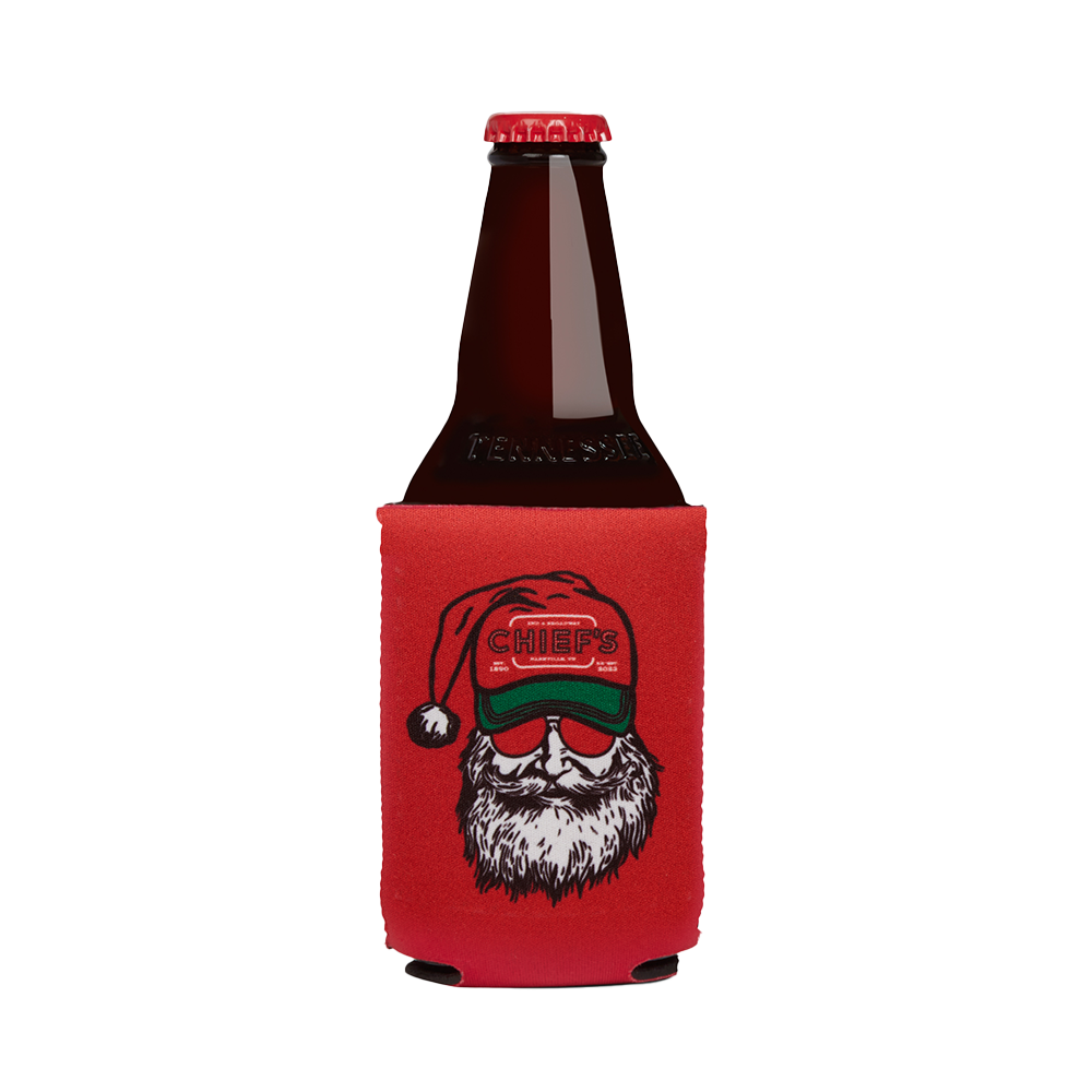 Chief's Drink in My Hand Can Cooler - Red Santa