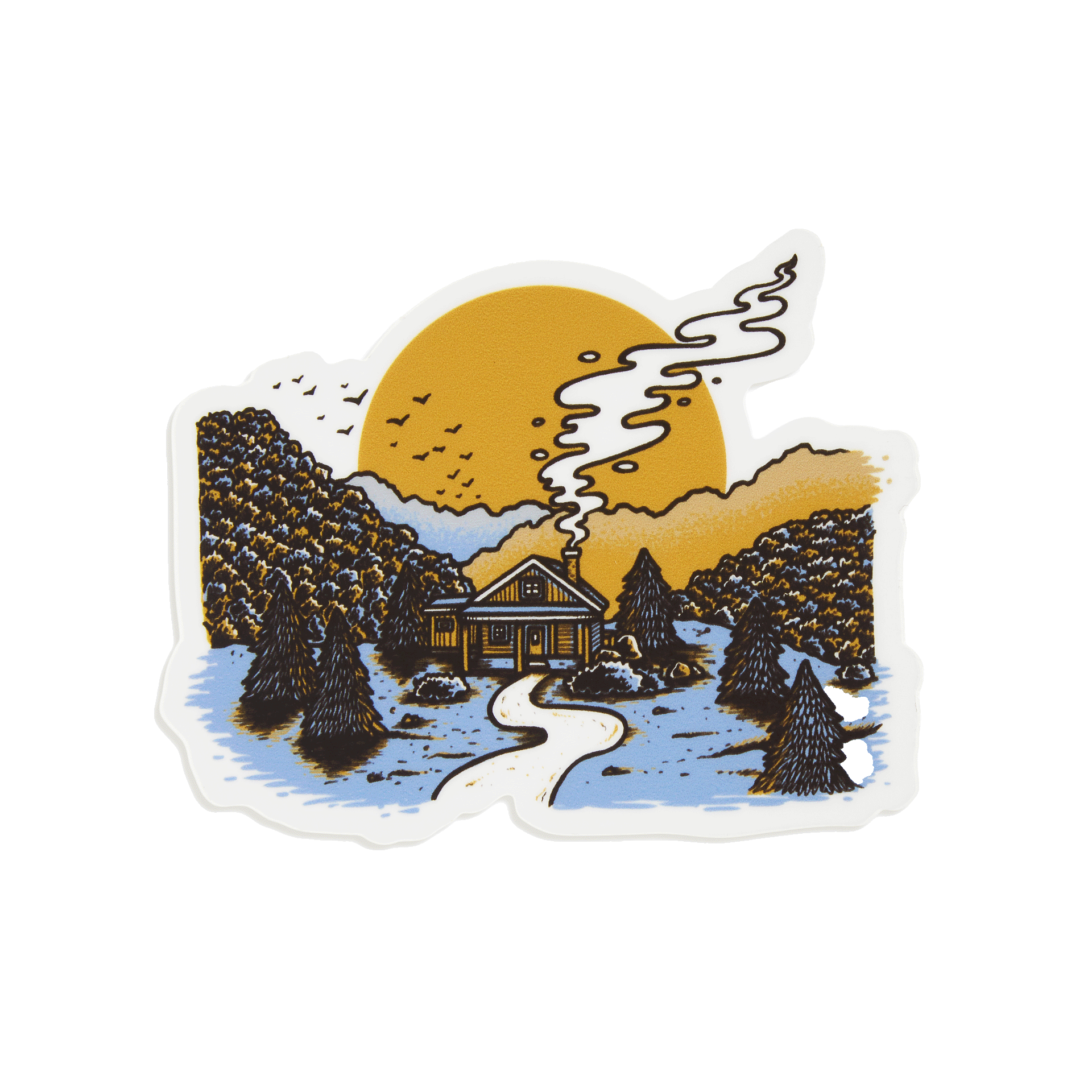 Cabin in a Valley Sticker