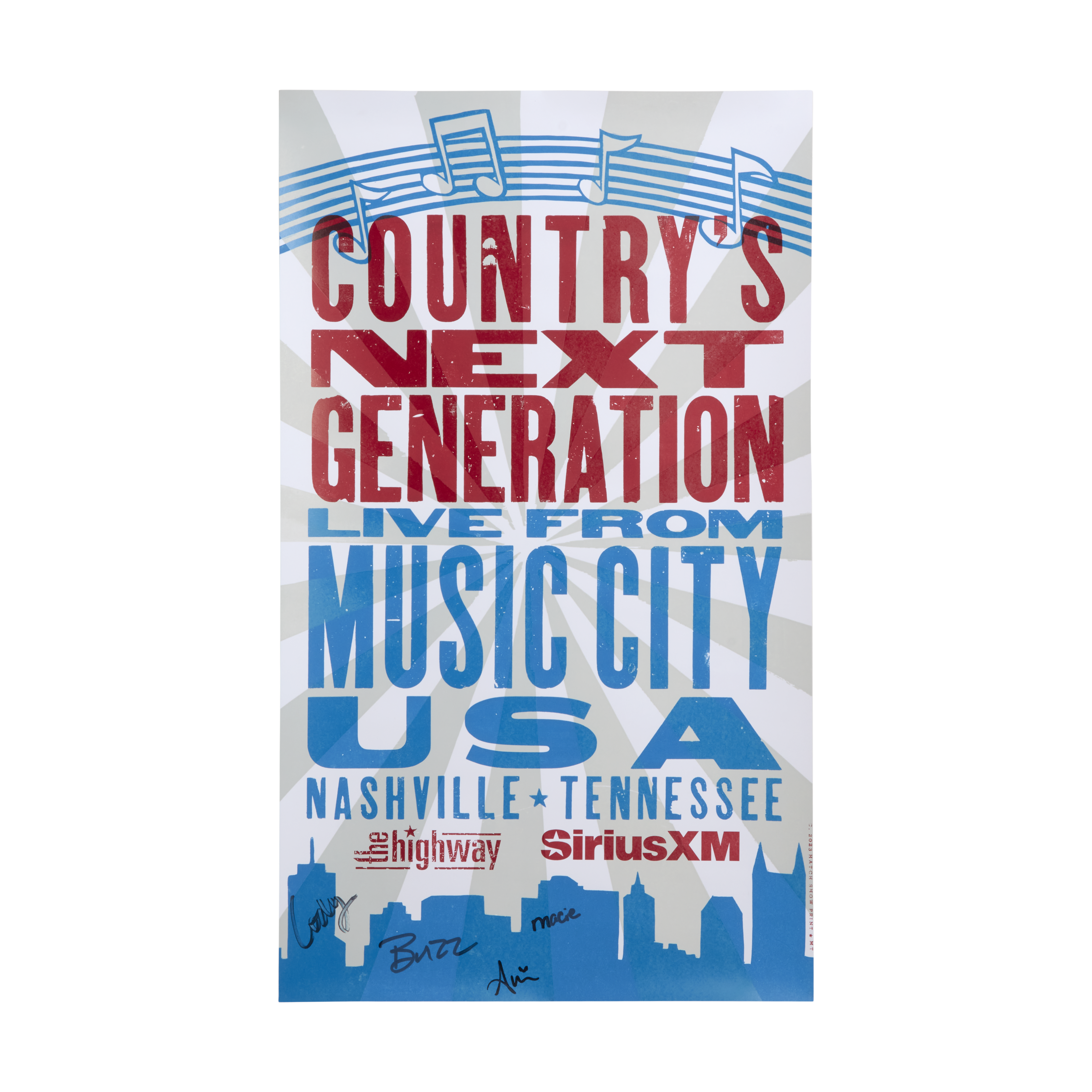 SiriusXM Music Row Happy Hour Signed Poster